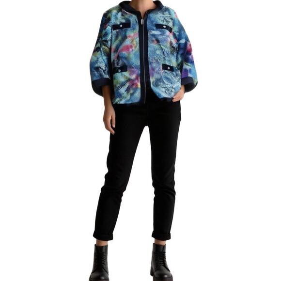 Michael Simon Multicolor Sequin Purple Bomber Jacket Shacket Womens 1X Plus - Picture 1 of 16